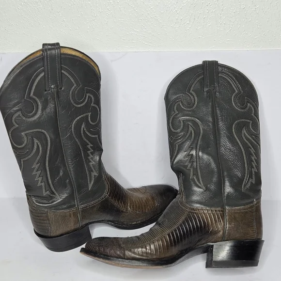 Tony Lama Nacogdoches Teju Lizard Round Toe Western Boots Men's Size 9.5 - Picture 7 of 10
